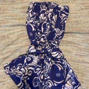 Lilly Pulitzer Blue and White Strapless Romper